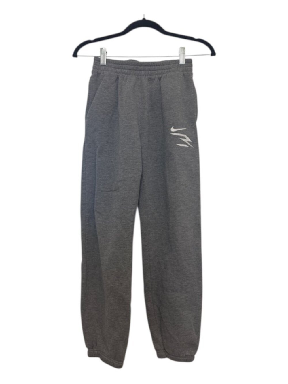 Nike 3BRAND Boys by Russell Wilson fleece joggers Size Large Gray White Stretchy